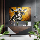 Happy Giraffe Brushed Aluminum Dibond Wall Art.